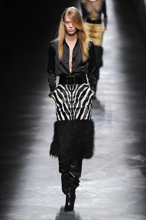 Saint Laurent 2019 F/W Zebra Print Midi Skirt runway photo @Recessla