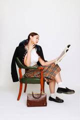 Check Plaid Pleated Skirt by Burberry on model @Recess LA