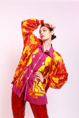 Vintage Gianfranco Ferre Floral Sequin Cardigan front on model @recess la