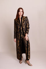 Vintage Escada Metallic Floral Brocade Duster & Pant Set  model @RECESS LA