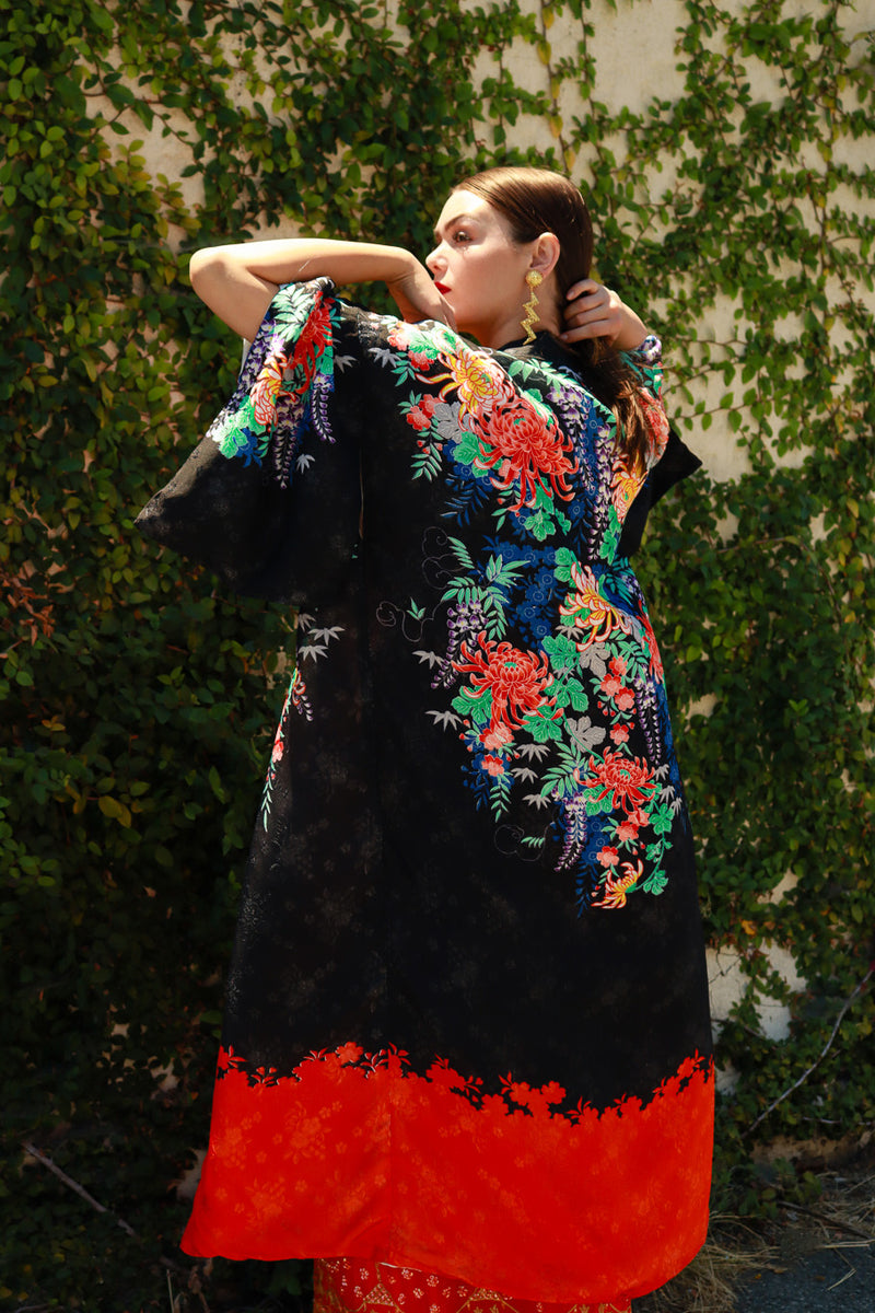 Vintage Japanese Floral Kimono on model @RECESS LA