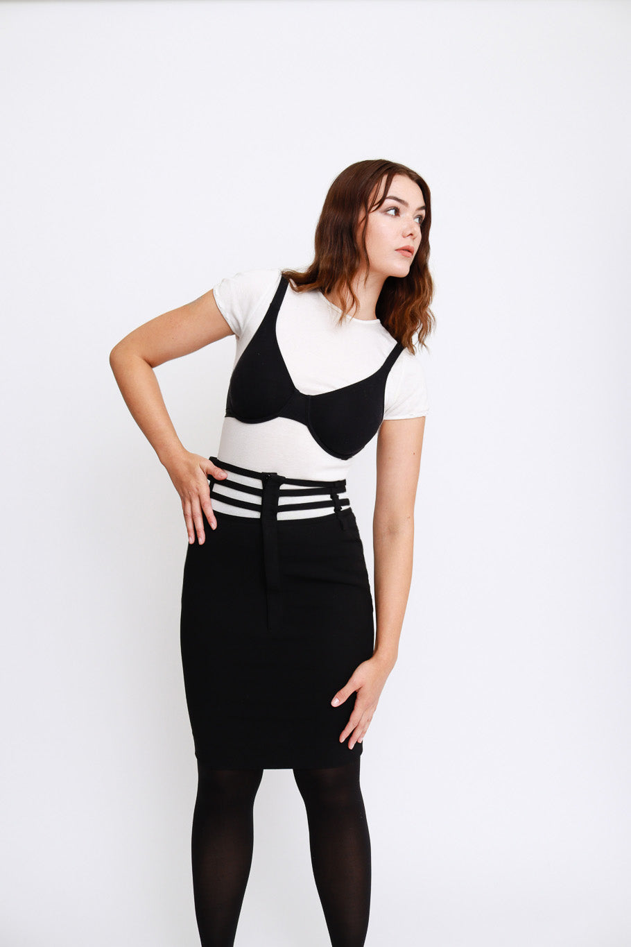 Jean Paul Gaultier Cage Pencil skirt on model @RECESS LA