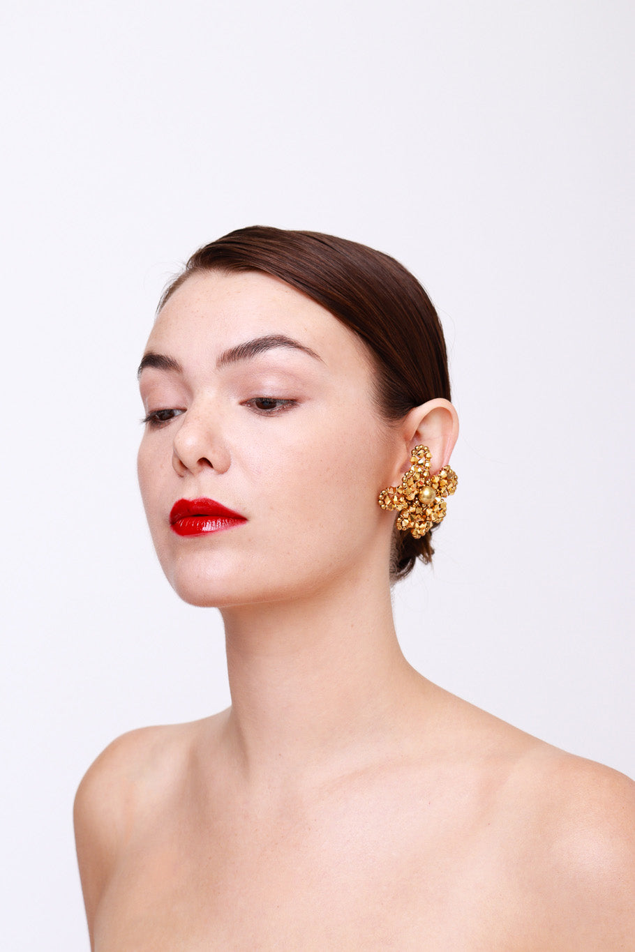 Fazio Golden Flower Earrings model @RECESS LA