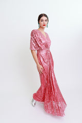 Jenny Packham Sequin Gathered Gown front on model @recess la