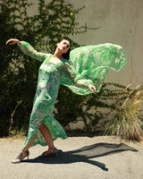 Oscar De La Renta Floral Dress & Duster Set on model @RECESS LA