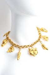 Vintage Isabel Canovas Cat Fish Charm Necklace mannequin @ Recess LA