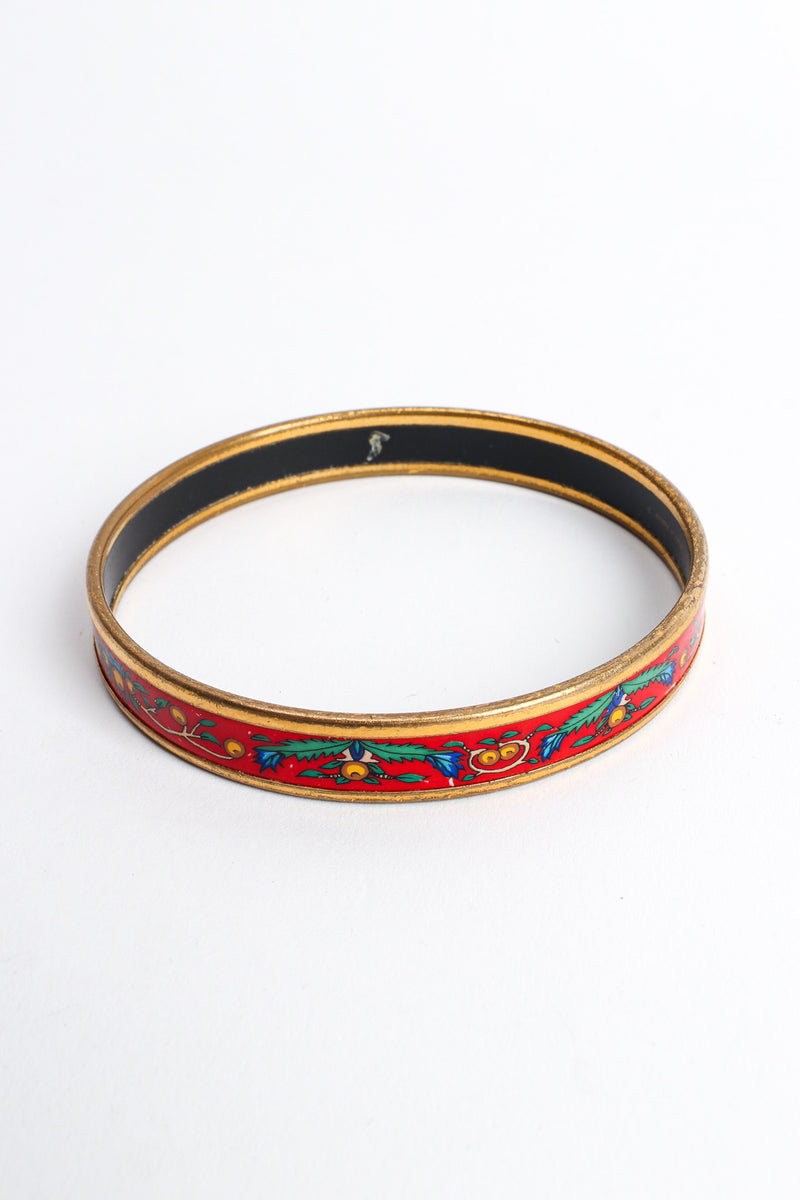 Vintage Hermés Peacock Fern Narrow Enamel Bracelet front @ Recess LA