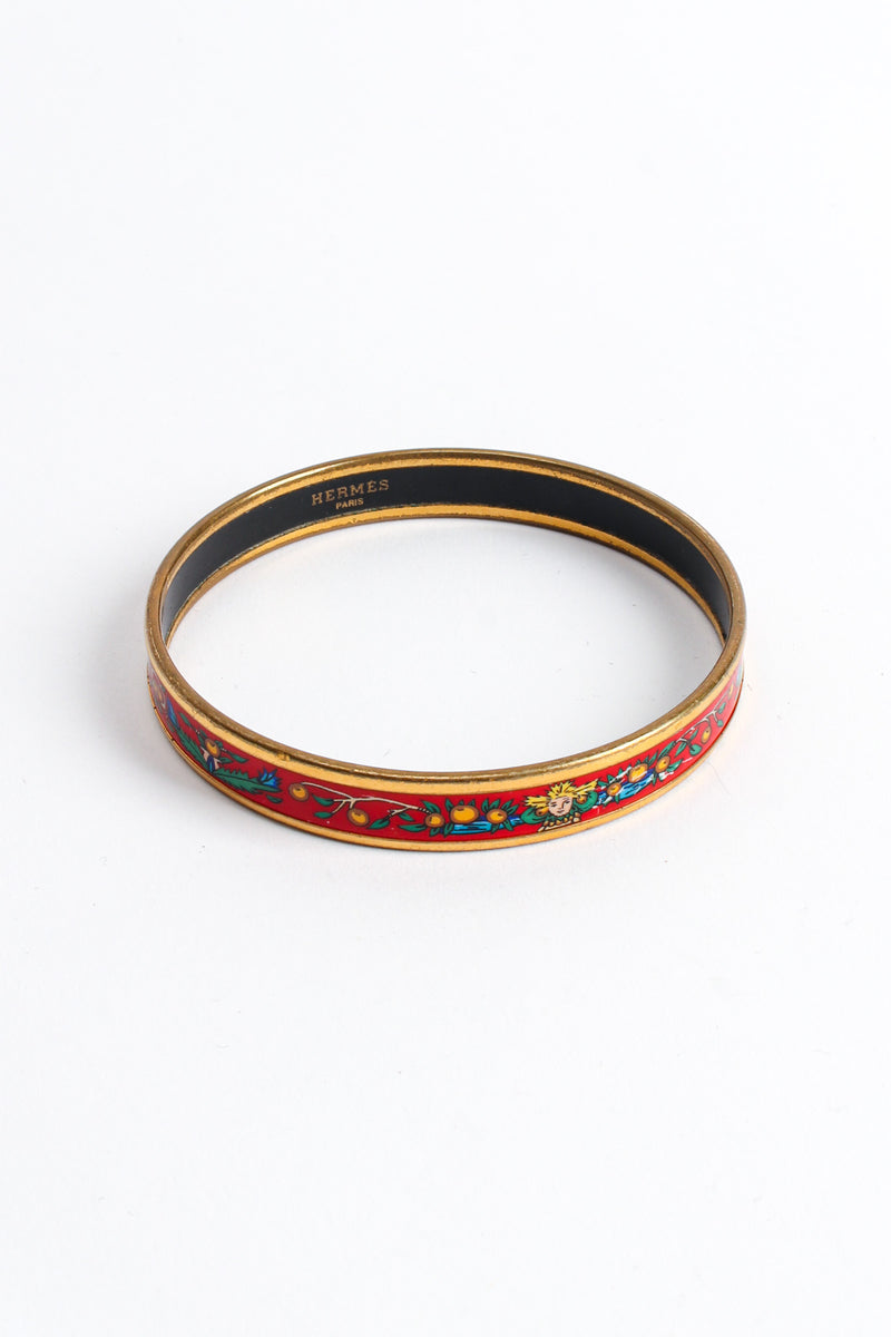 Vintage Hermés Peacock Fern Narrow Enamel Bracelet front @ Recess LA