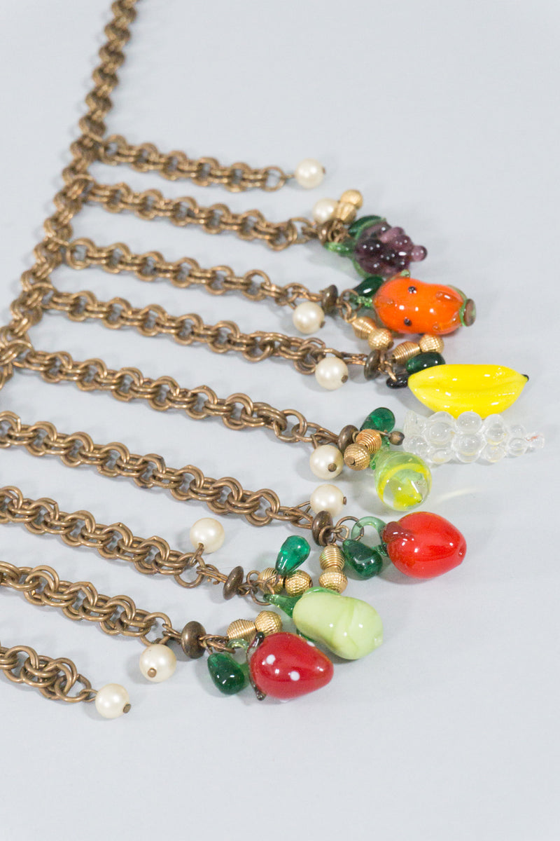 Glass Fruit Bib Necklace