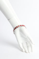 Vintage Hermés Pisces Sign Calender Narrow Enamel Bracelet on mannequin @ Recess LA