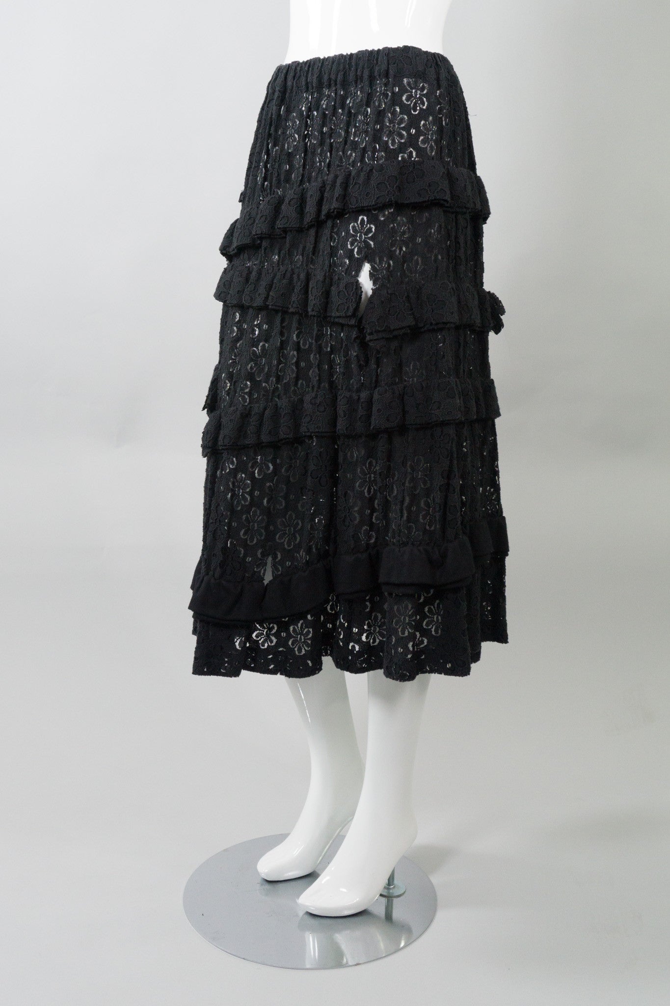 Comme des Garçons Deconstructed Tiered Lace Ruffle Skirt