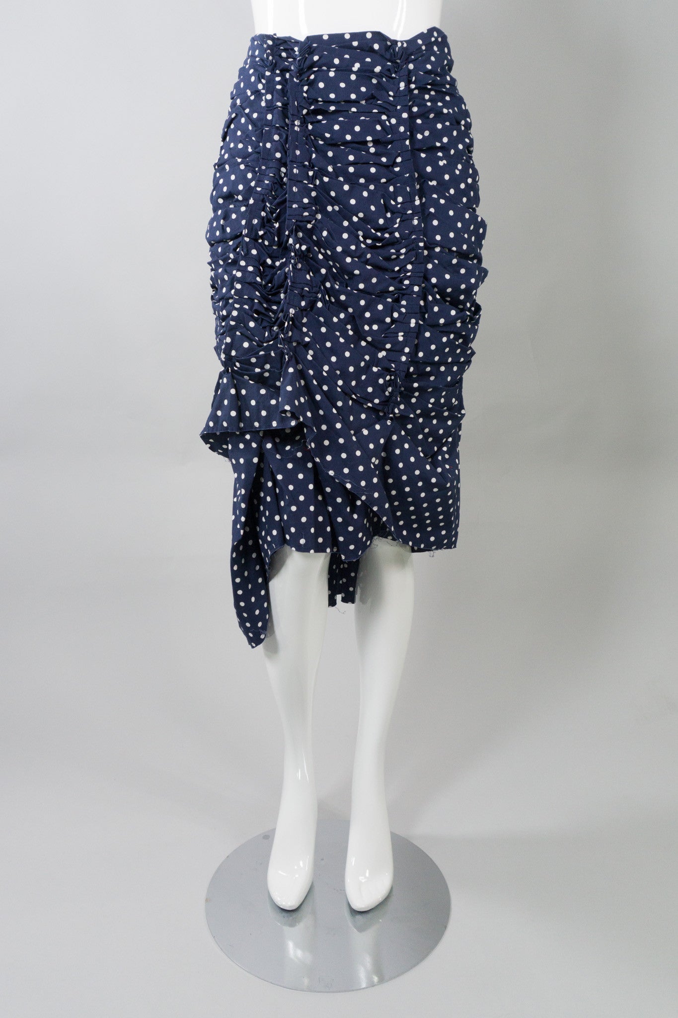 Comme des Garçons Ruched Pleat Asymmetrical Dot Skirt