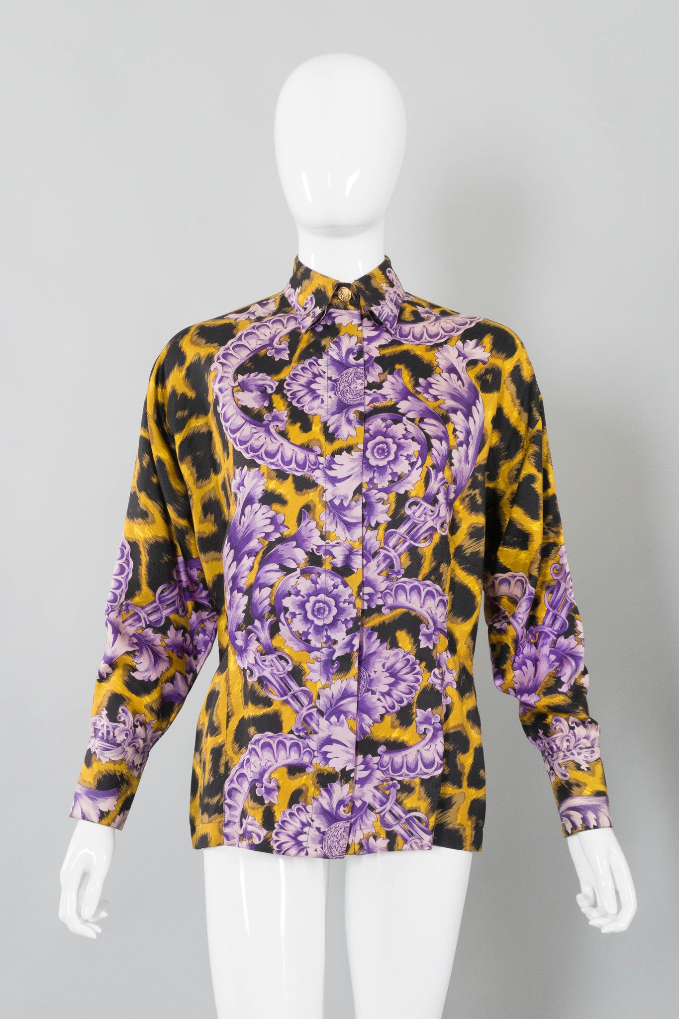 Gianni Versace Cheetah Flourish Print Blouse 