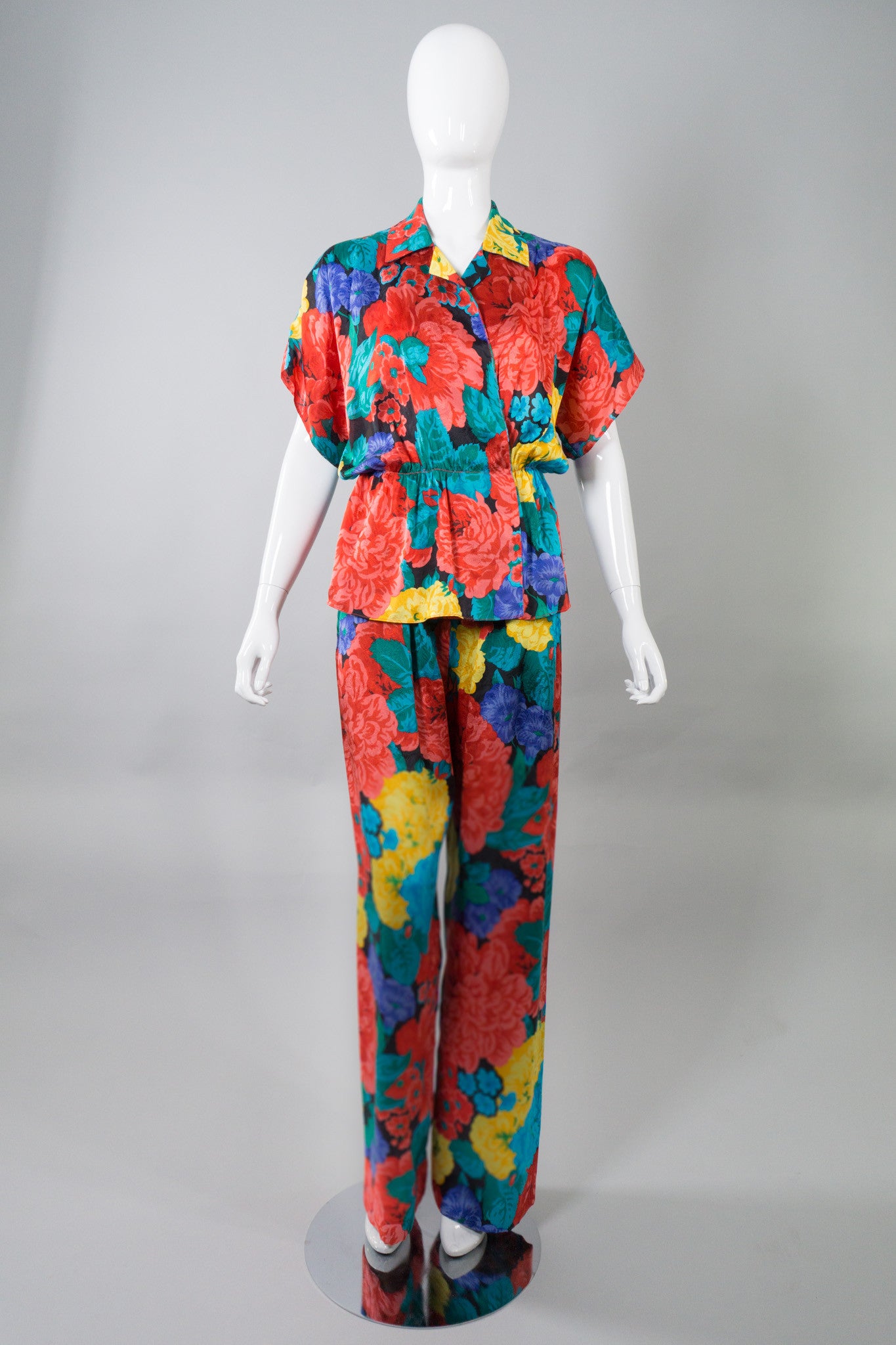 Oscar de la Renta Vintage Silk Floral Print Top & Set