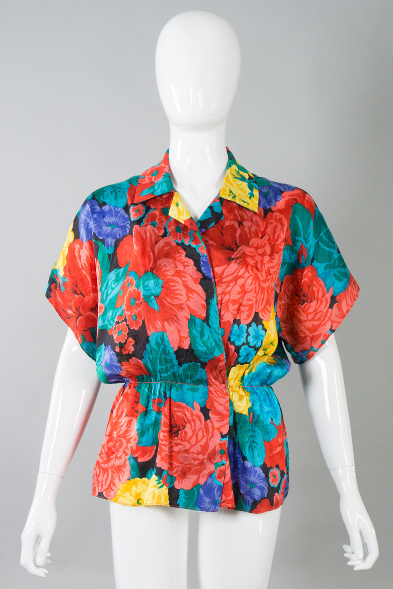 Oscar de la Renta Vintage Silk Floral Print Top & Set