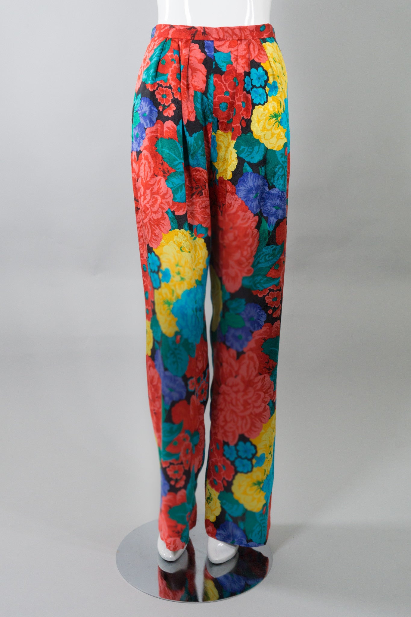 Oscar de la Renta Vintage Floral Silk Print Pant