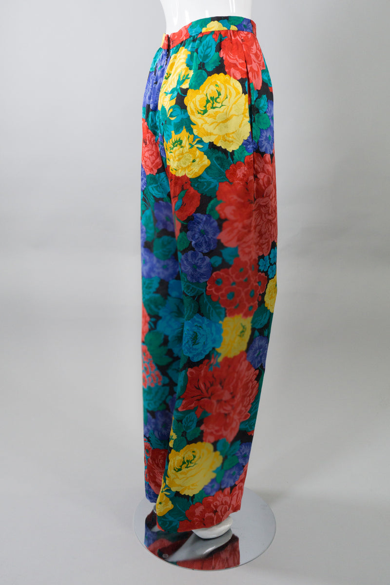 Oscar de la Renta Vintage Floral Silk Print Pant