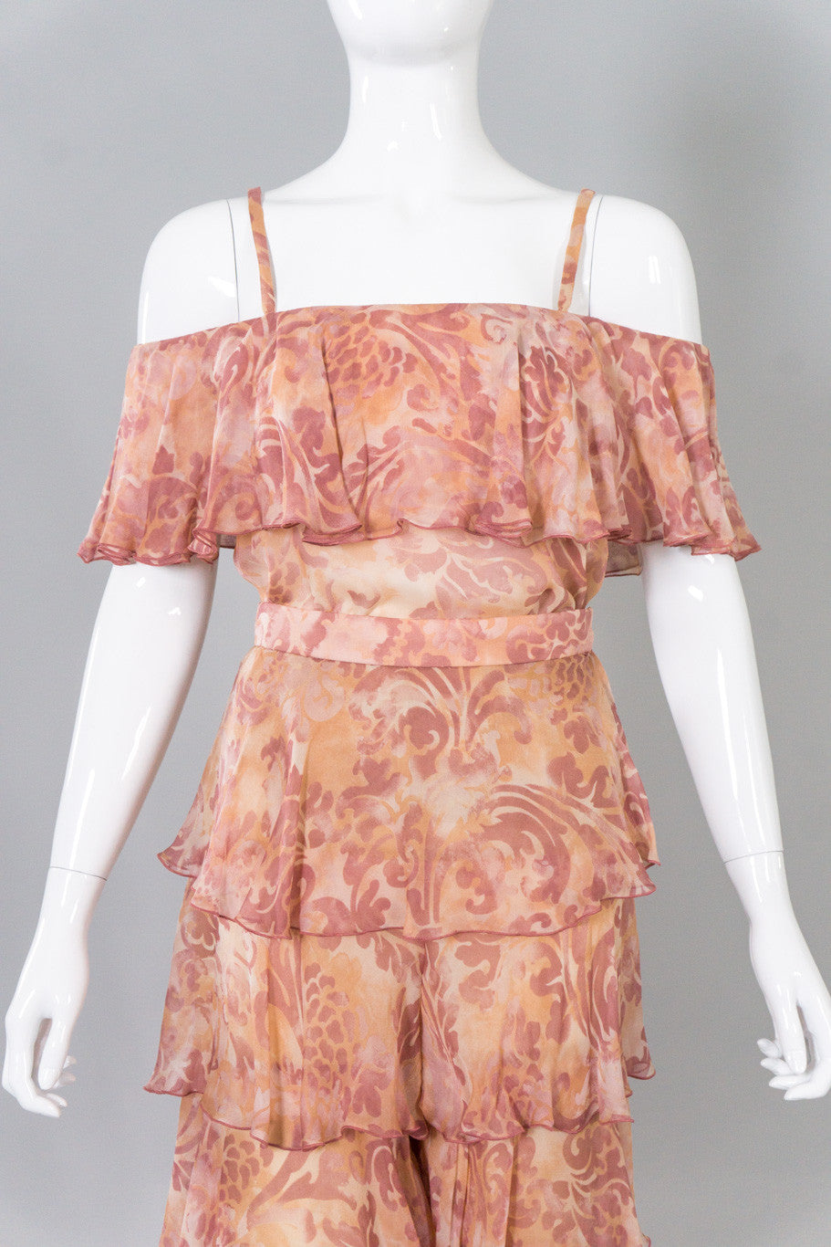 Valentino Night Vintage Silk Ruffle Top & Pant Set