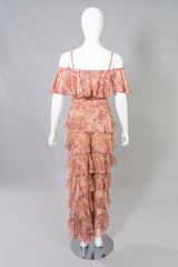 Valentino Night Vintage Silk Ruffle Top & Pant Set