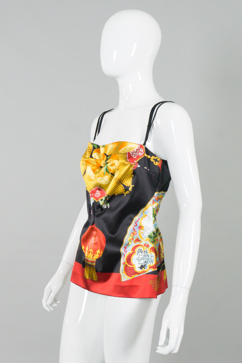 Dolce & Gabbana Chinoiserie Silk Bra Camisole Top