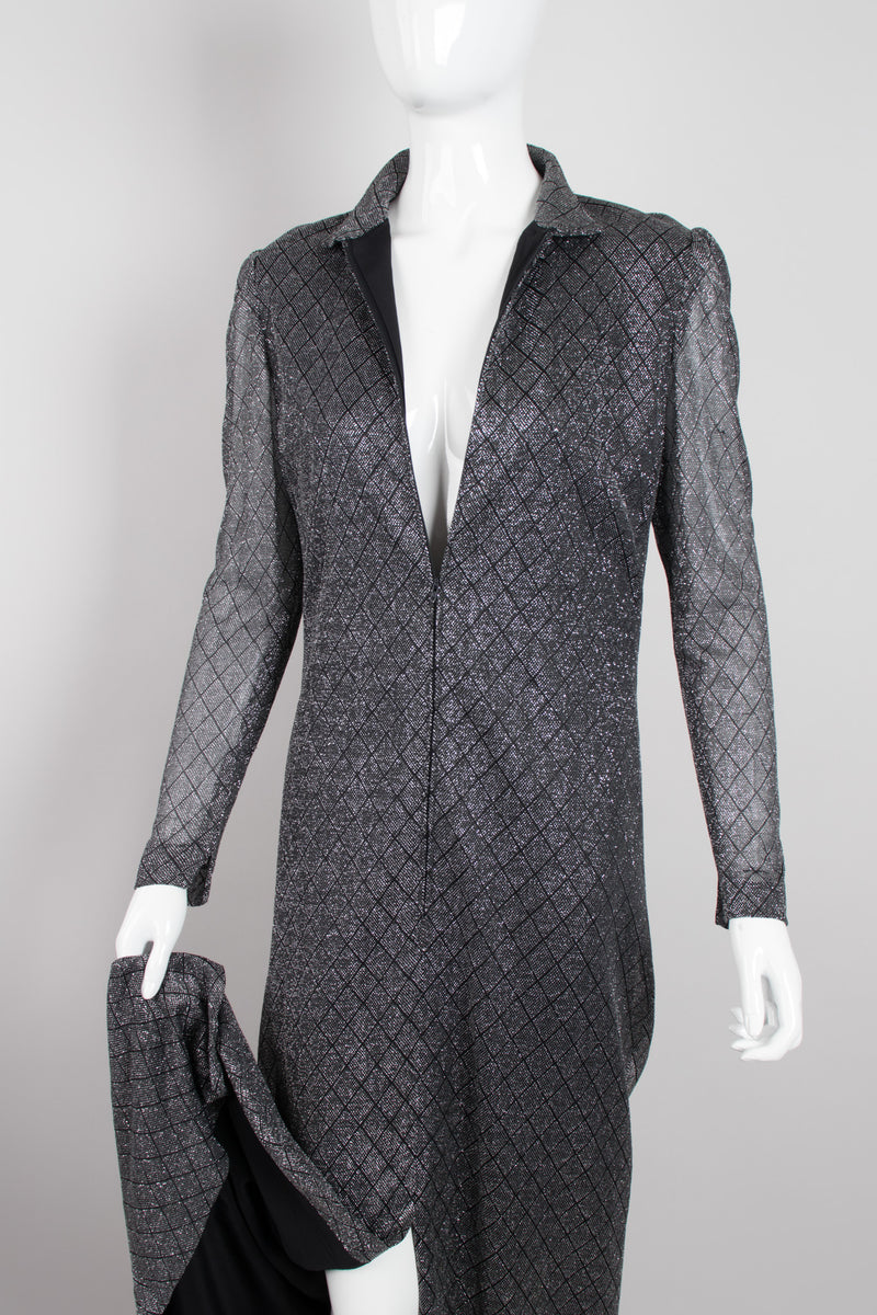 Donald Brooks Silver Lamé Diamond Dot Dress