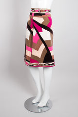 Vintage Emilio Pucci Pink Velvet Geometric Print Skirt Recess Los Angeles LA