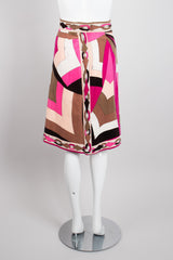 Vintage Emilio Pucci Pink Velvet Geometric Print Skirt Recess Los Angeles LA