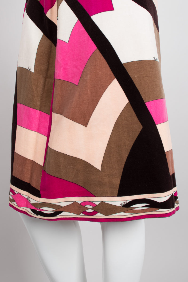 Vintage Emilio Pucci Pink Velvet Geometric Print Skirt Recess Los Angeles LA