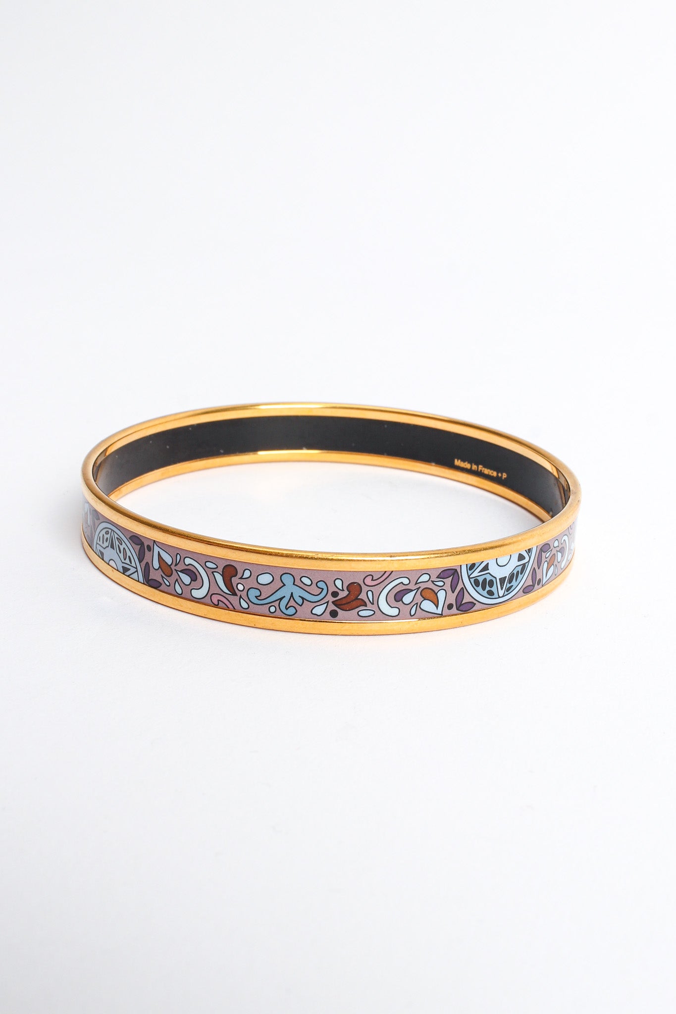 Vintage Hermés Geo Paisley Narrow Enamel Bracelet print close @ Recess LA