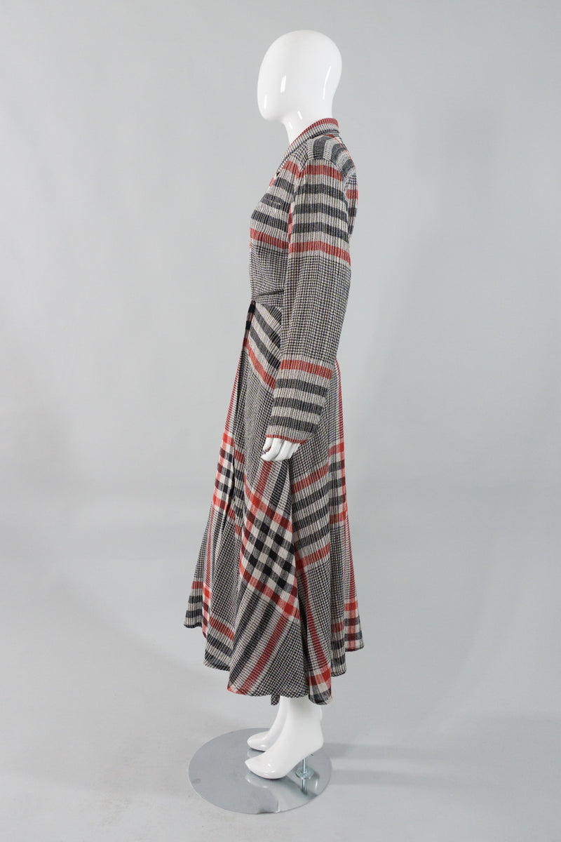 Norma Kamali Gauze Plaid Wrap Dress Side