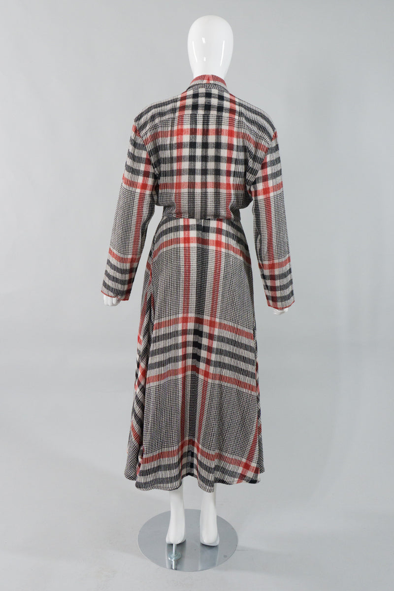 Norma Kamali Gauze Plaid Wrap Dress Back