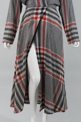 Norma Kamali Gauze Plaid Wrap Dress Opening