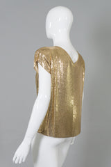 Whiting&Davis Gold Mesh Draped Surplice Wrap Top