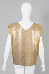 Whiting&Davis Gold Mesh Draped Surplice Wrap Top