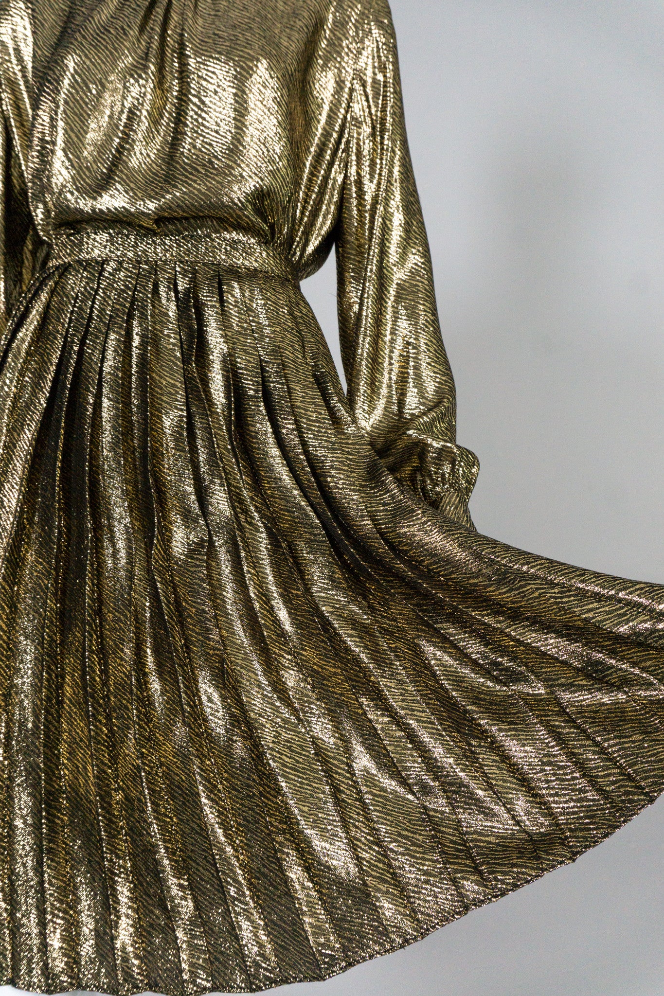 Christian A. Metallic Gold Lamé Blouse & Skirt Set