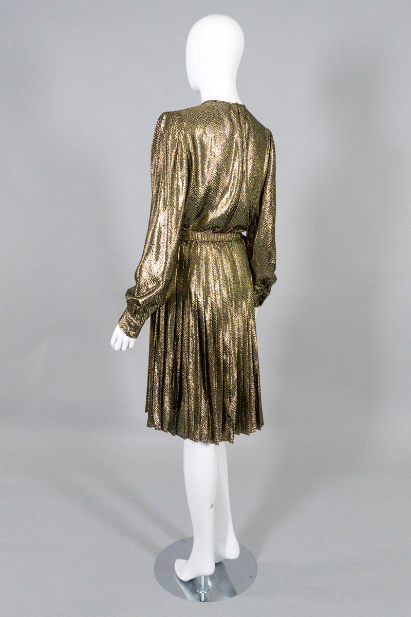 Christian A. Metallic Gold Lamé Blouse & Skirt Set