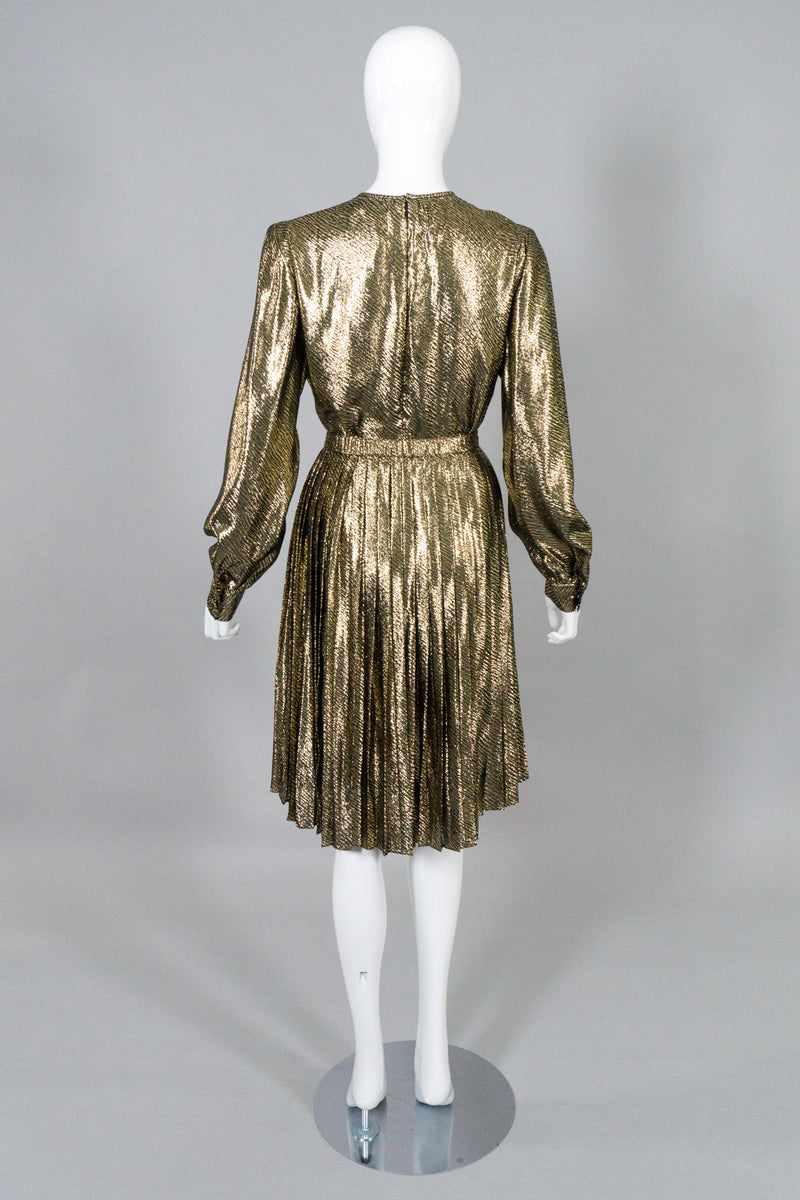 Christian A. Metallic Gold Lamé Blouse & Skirt Set