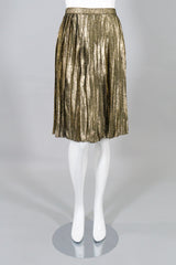 Christian A. Metallic Gold Lamé Blouse & Skirt Set