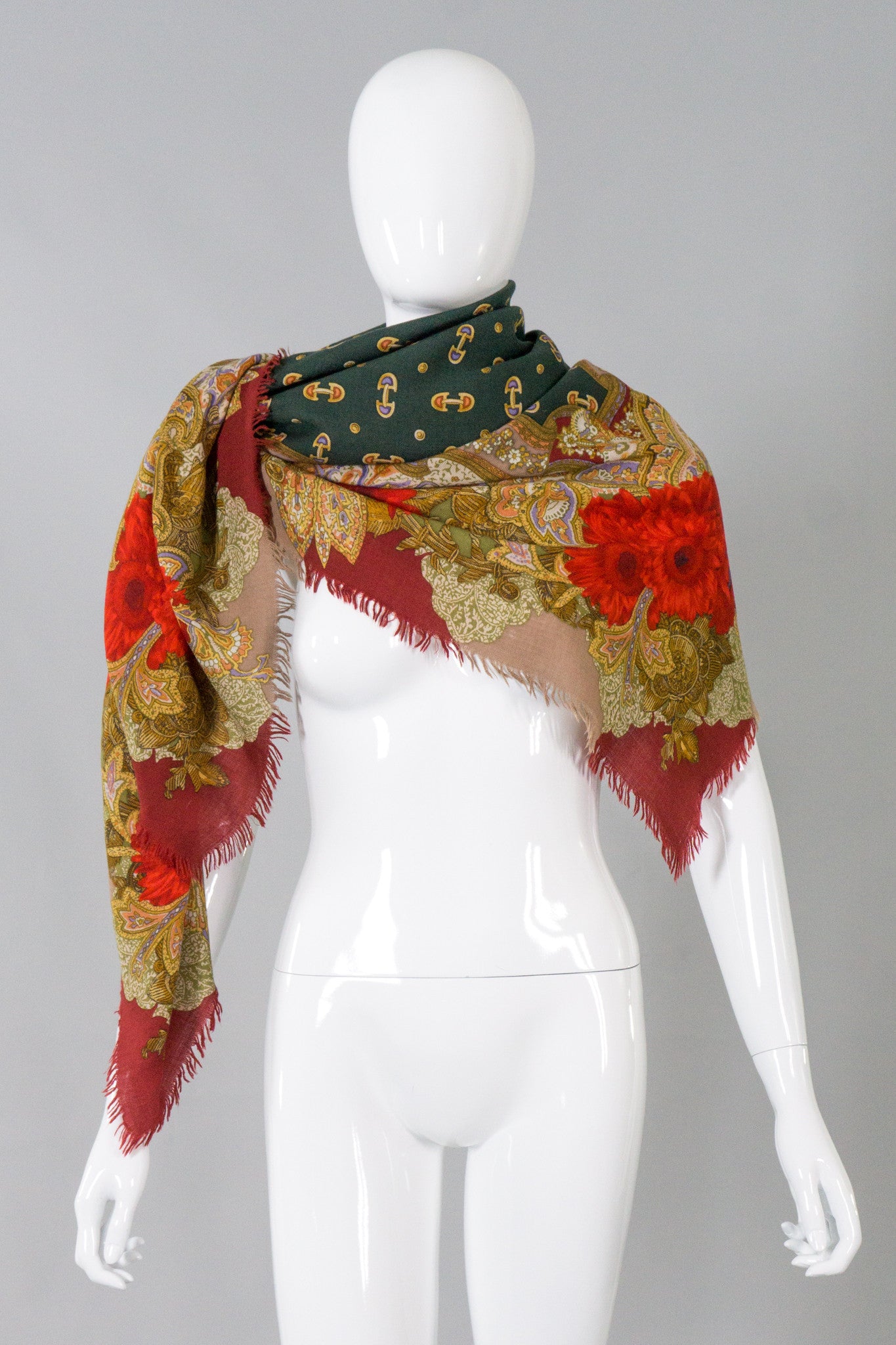 Gucci Horsebit & Gerbera Daisy Oversized Wool Scarf