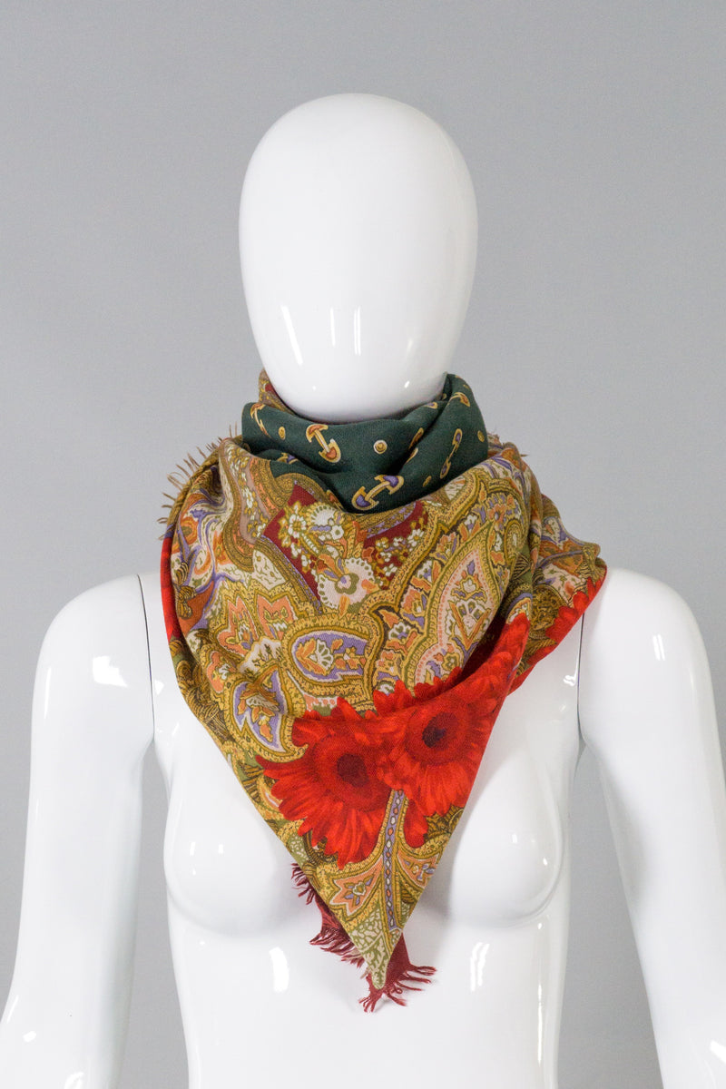 Gucci Horsebit & Gerbera Daisy Oversized Wool Scarf