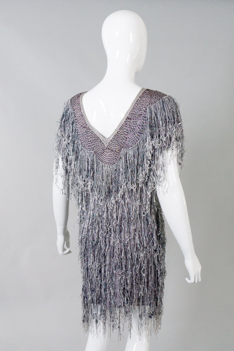 By Virginia Metallic Knit Fringe Dress