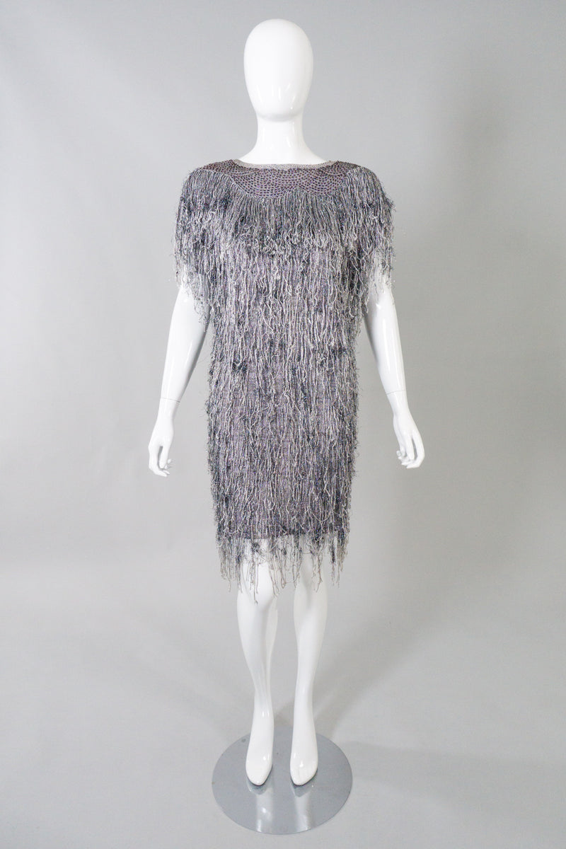 By Virginia Metallic Knit Fringe Dress