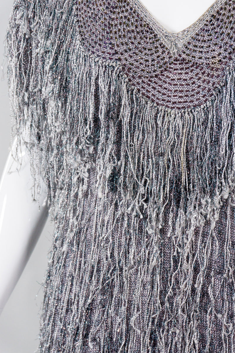 By Virginia Metallic Knit Fringe Dress