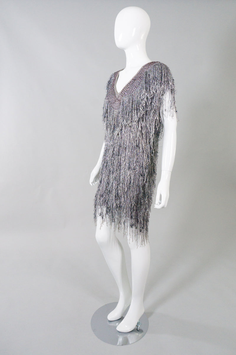 By Virginia Metallic Knit Fringe Dress