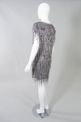 By Virginia Metallic Knit Fringe Dress