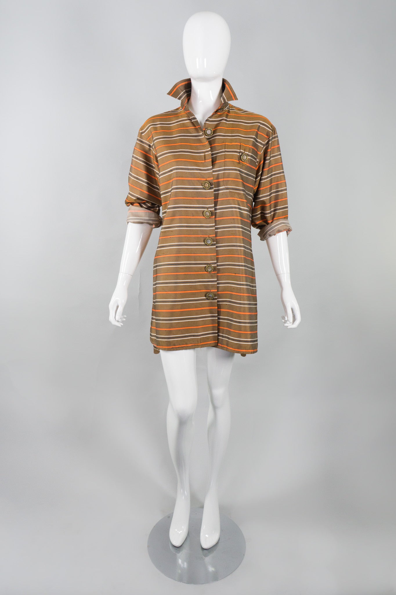 Yves Saint Laurent Rive Gauche Vintage Silk Stripe Tunic