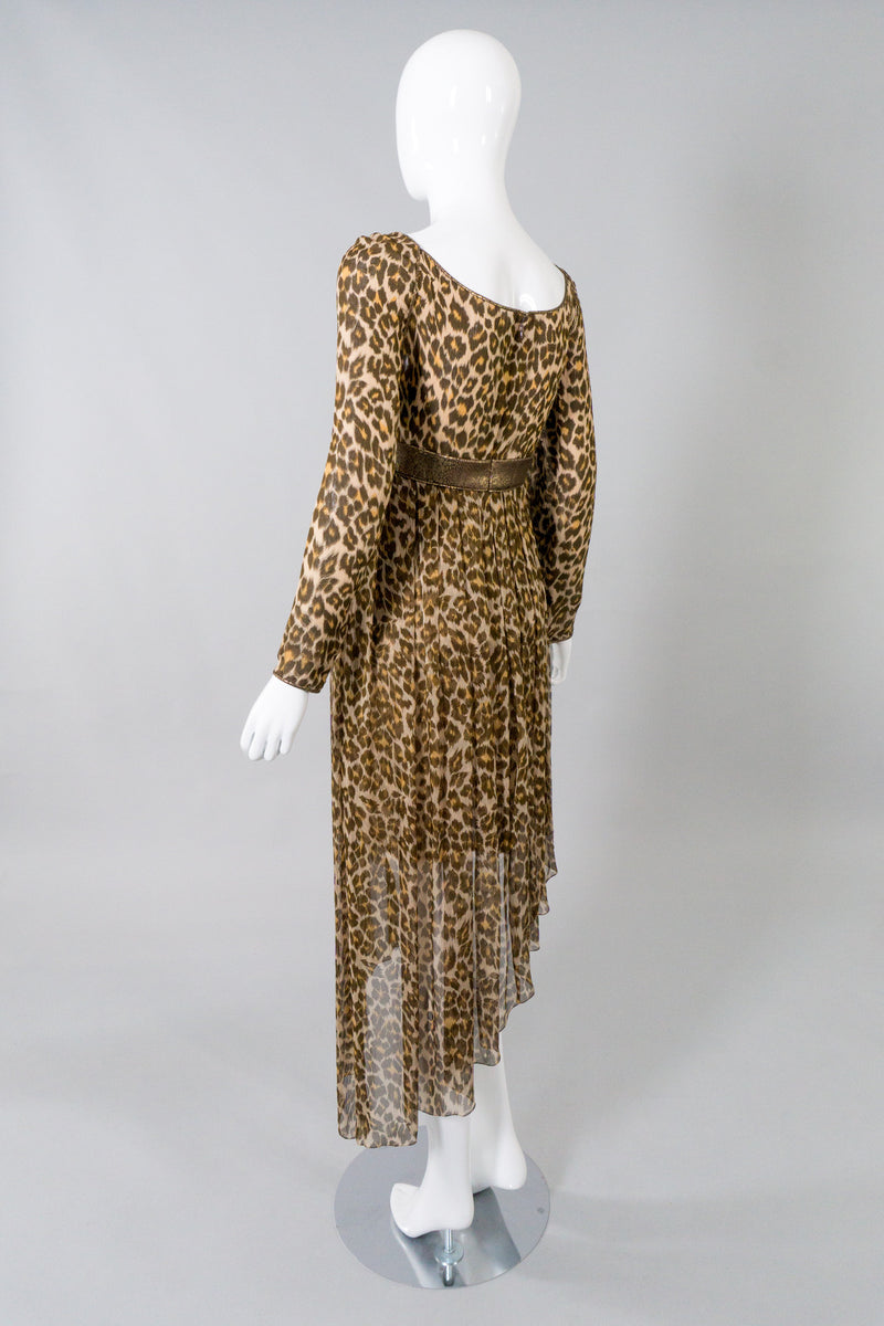 Galanos Asymmetrical Silk Chiffon Leopard Print Dress