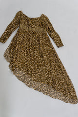 Galanos Asymmetrical Silk Chiffon Leopard Print Dress