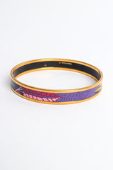 Vintage Hermés Abstract Leaf Feather Narrow Enamel Bracelet print close @ Recess LA