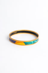 Vintage Hermés Abstract Leaf Feather Narrow Enamel Bracelet front @ Recess LA